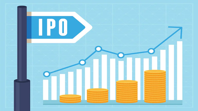 A picture has a flag on that flag IPO is mentioned and graphs are showing that how investing in IPO can increase the growth